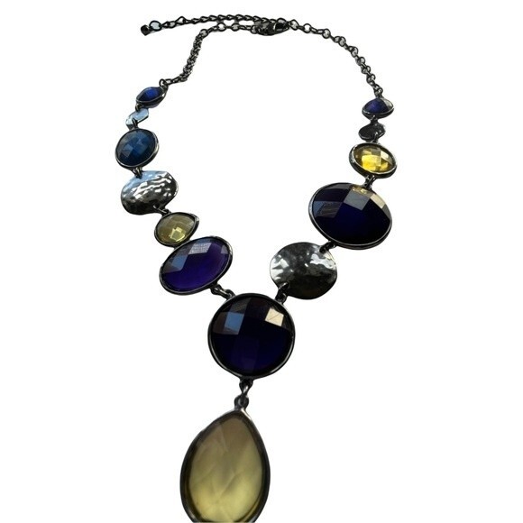 Chico's Necklace Gun Metal Tone with Multi Colored Cabochons - Picture 4 of 10